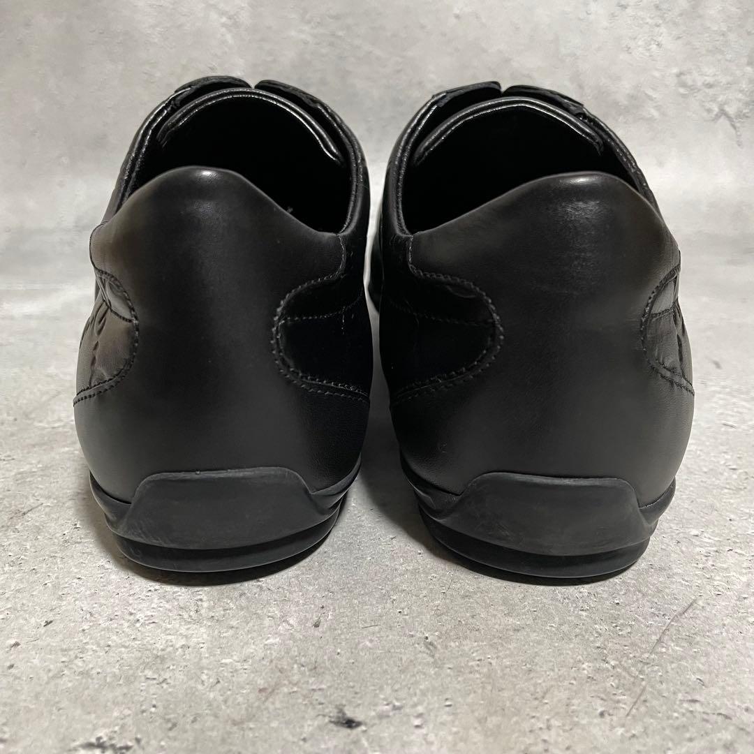 美品　グッチ　GUCCI （36） シマレザー　gg柄　スニーカー　ベルクロ　黒
