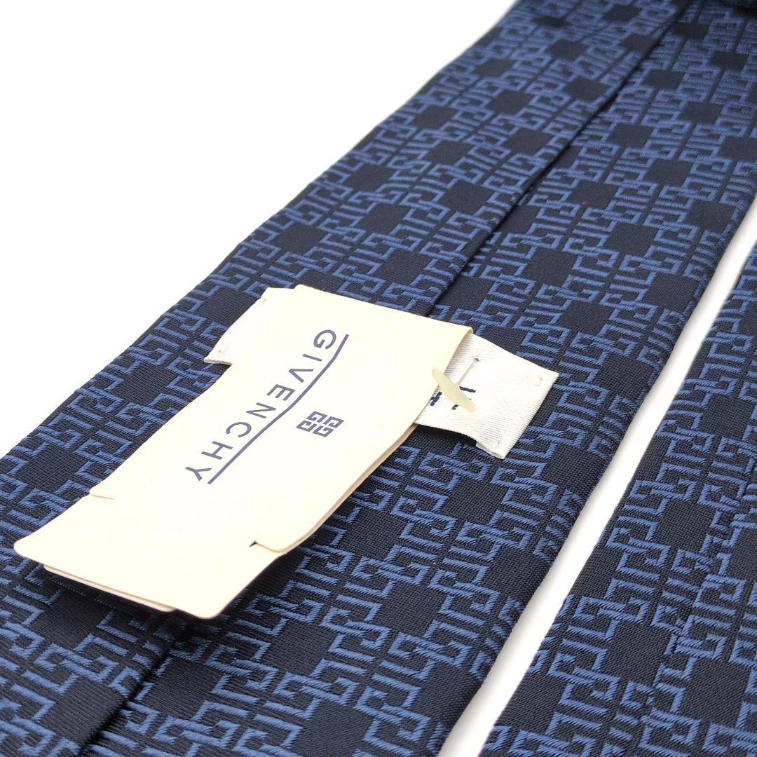 【新品未使用】ジバンシー ネクタイ ネイビー 4Gロゴ ジャガード【イタリア製】