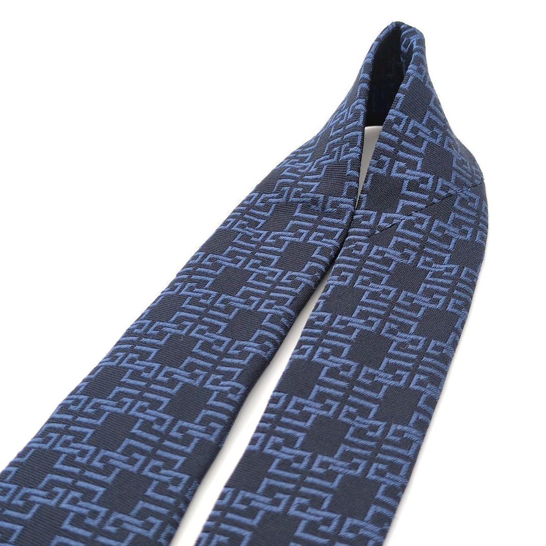 【新品未使用】ジバンシー ネクタイ ネイビー 4Gロゴ ジャガード【イタリア製】