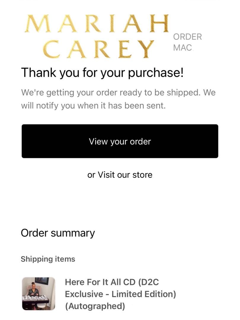 直筆サイン ハート入り マライアキャリー CD 「ヒア フォー イット オール」