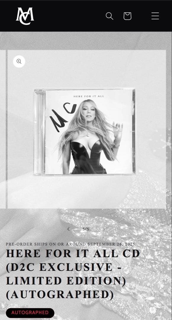 直筆サイン ハート入り マライアキャリー CD 「ヒア フォー イット オール」