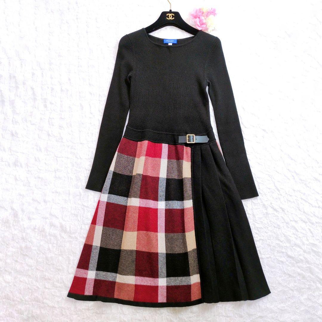 BLUE LABEL CRESTBRIDGE　ミモレ丈ニットワンピース　プリーツ