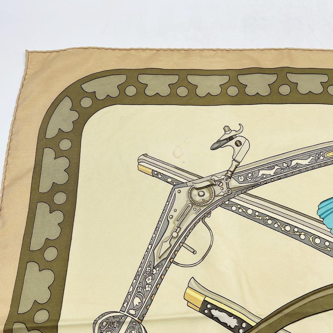 エルメス シルクスカーフ カレ90 DIANE ダイアナ 狩猟 銃 ベージュ希少