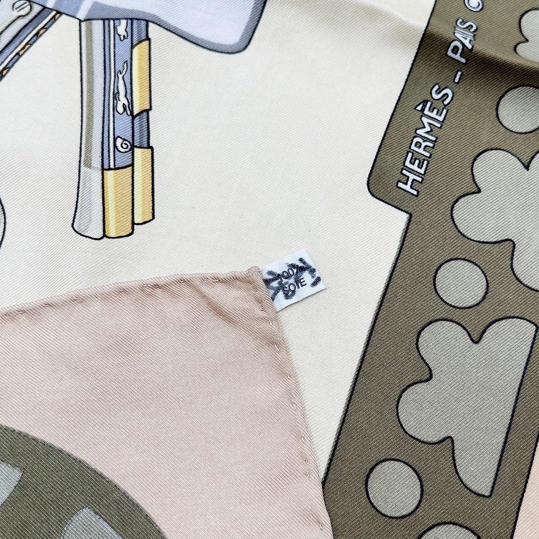 エルメス シルクスカーフ カレ90 DIANE ダイアナ 狩猟 銃 ベージュ希少
