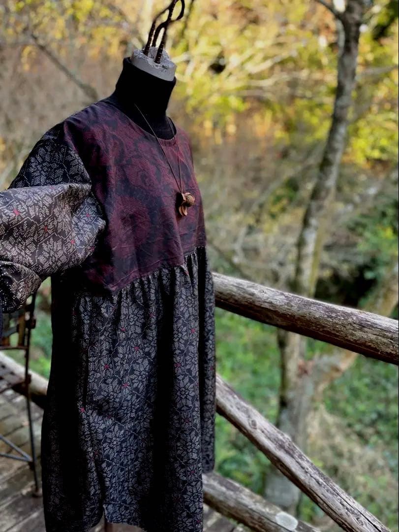 大島紬　ワンピース