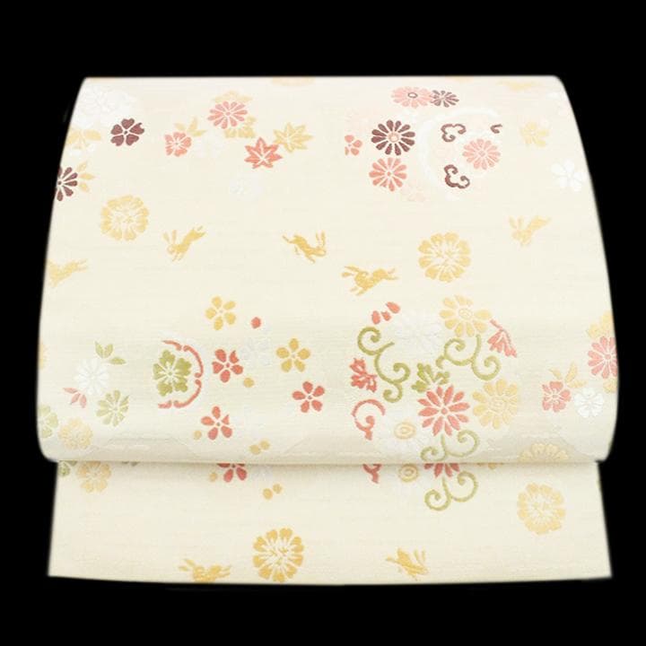 大人気モチーフ【うさぎ】　単衣のお着物にも♪　お使い勝手バツグン　新品の名古屋帯