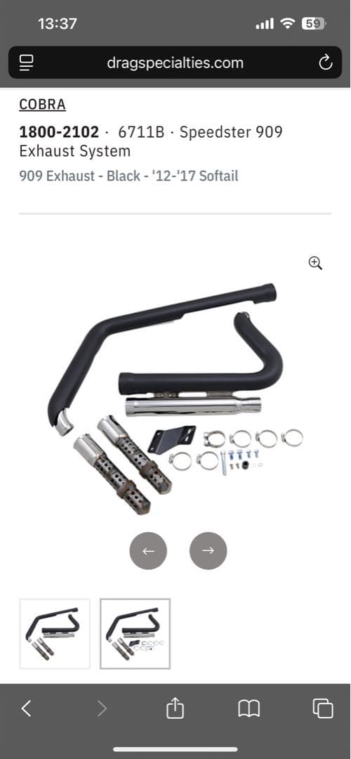 パーツ COBRA Speedster 909 Exhaust System Black