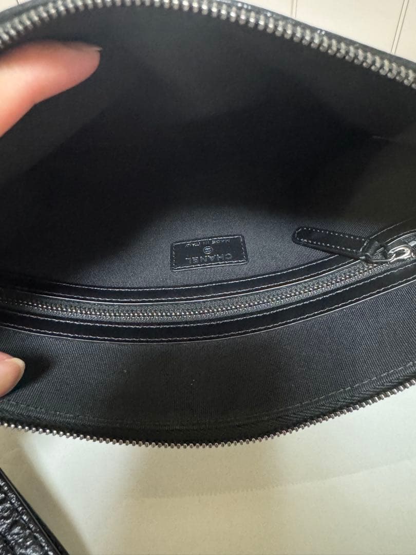 極美品 シャネル CHANEL ストラップ付クラッチバッグ クロコ型押し