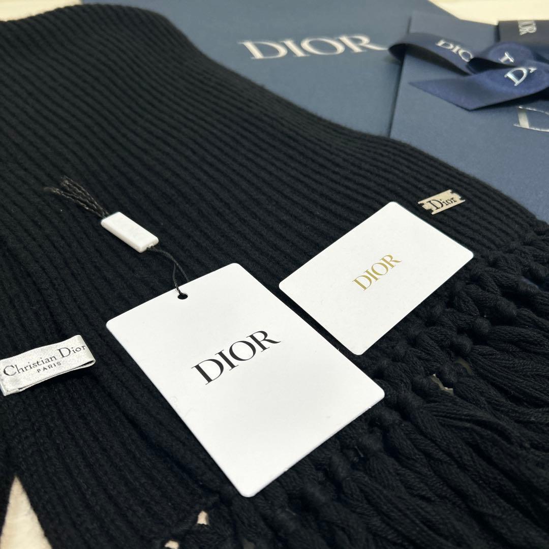 DIOR ディオール カシミヤ 100% マフラー フード 黒