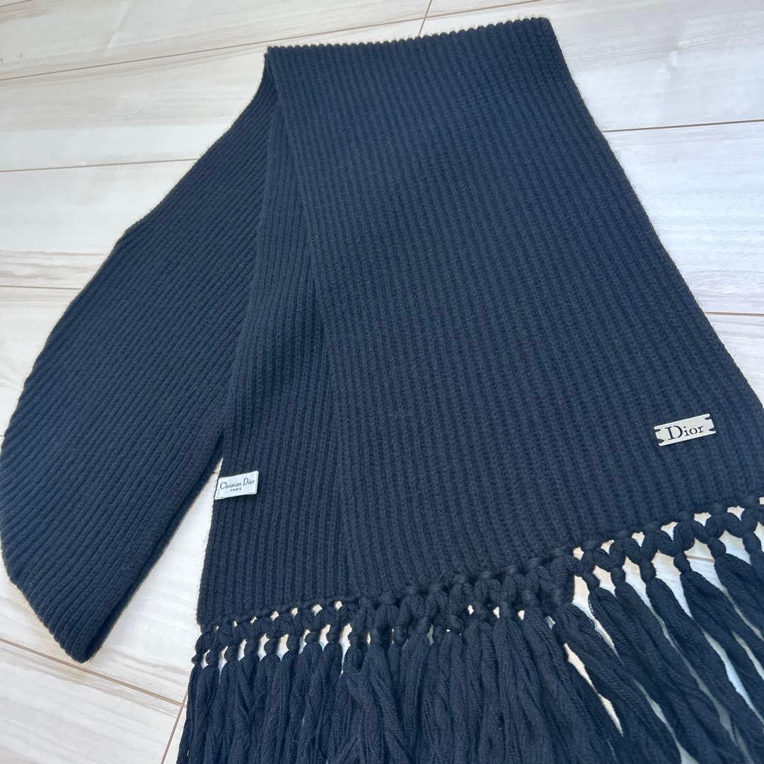 DIOR ディオール カシミヤ 100% マフラー フード 黒