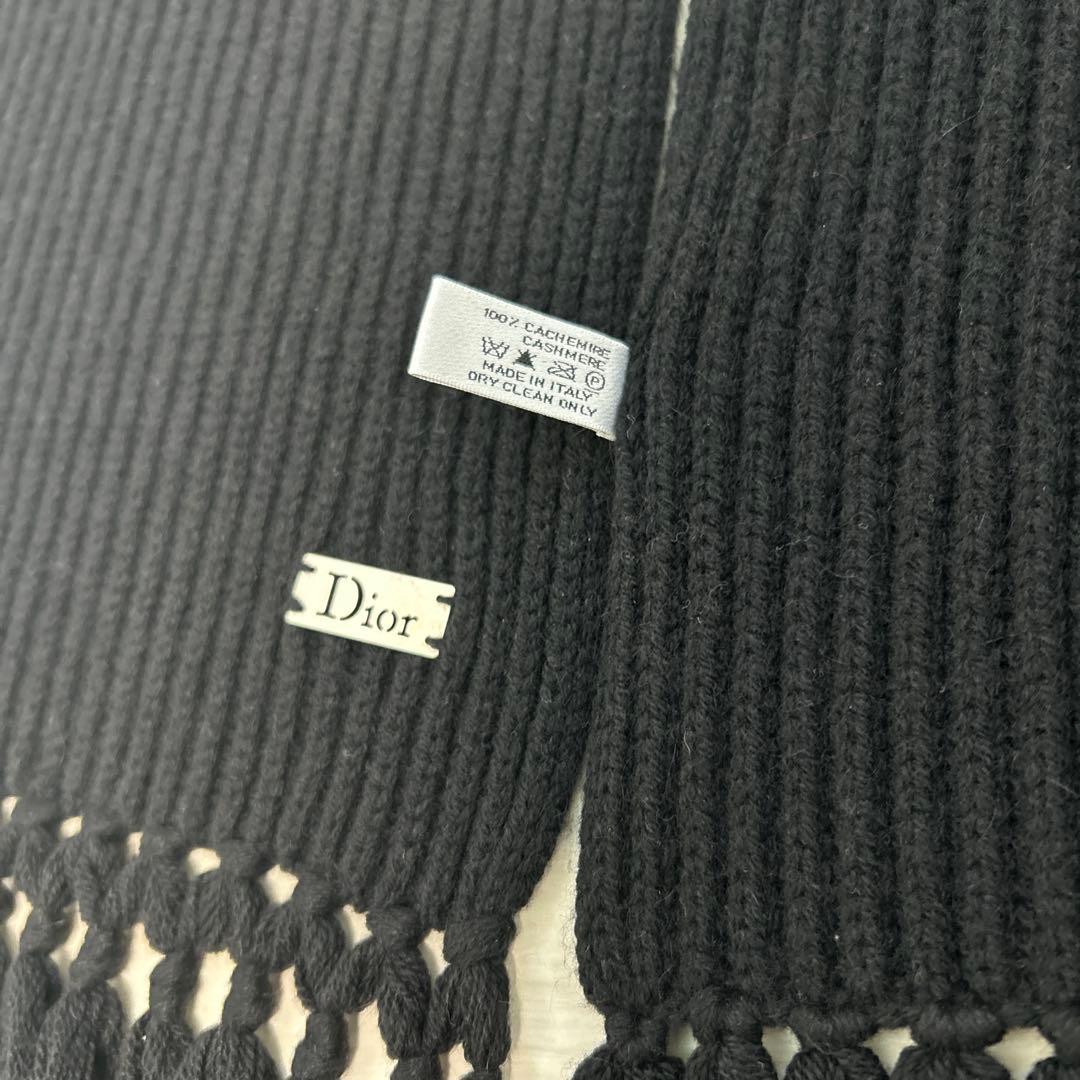 DIOR ディオール カシミヤ 100% マフラー フード 黒