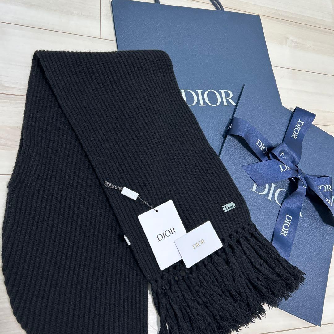 DIOR ディオール カシミヤ 100% マフラー フード 黒