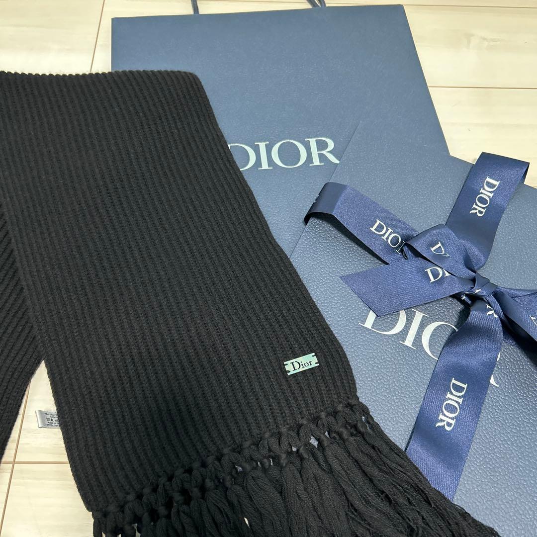DIOR ディオール カシミヤ 100% マフラー フード 黒