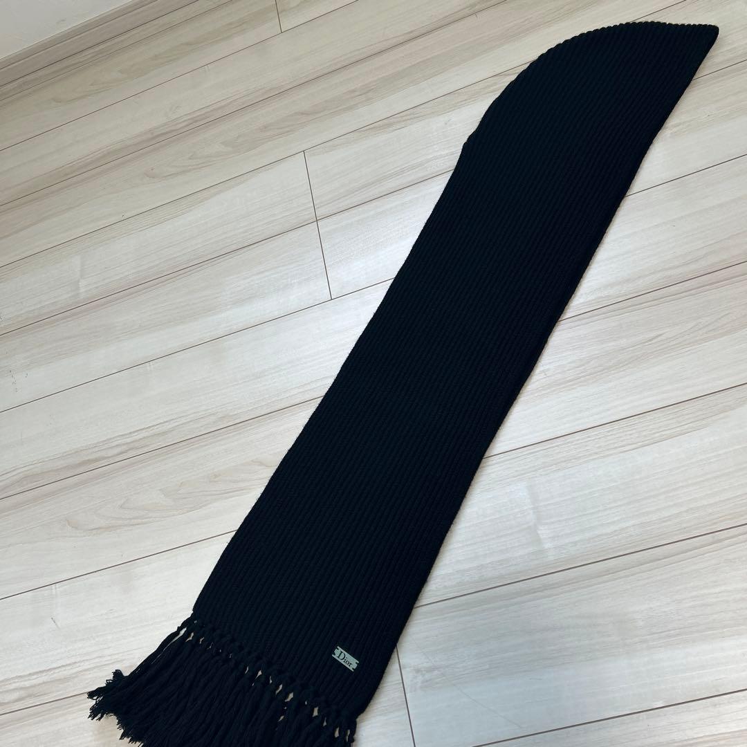DIOR ディオール カシミヤ 100% マフラー フード 黒