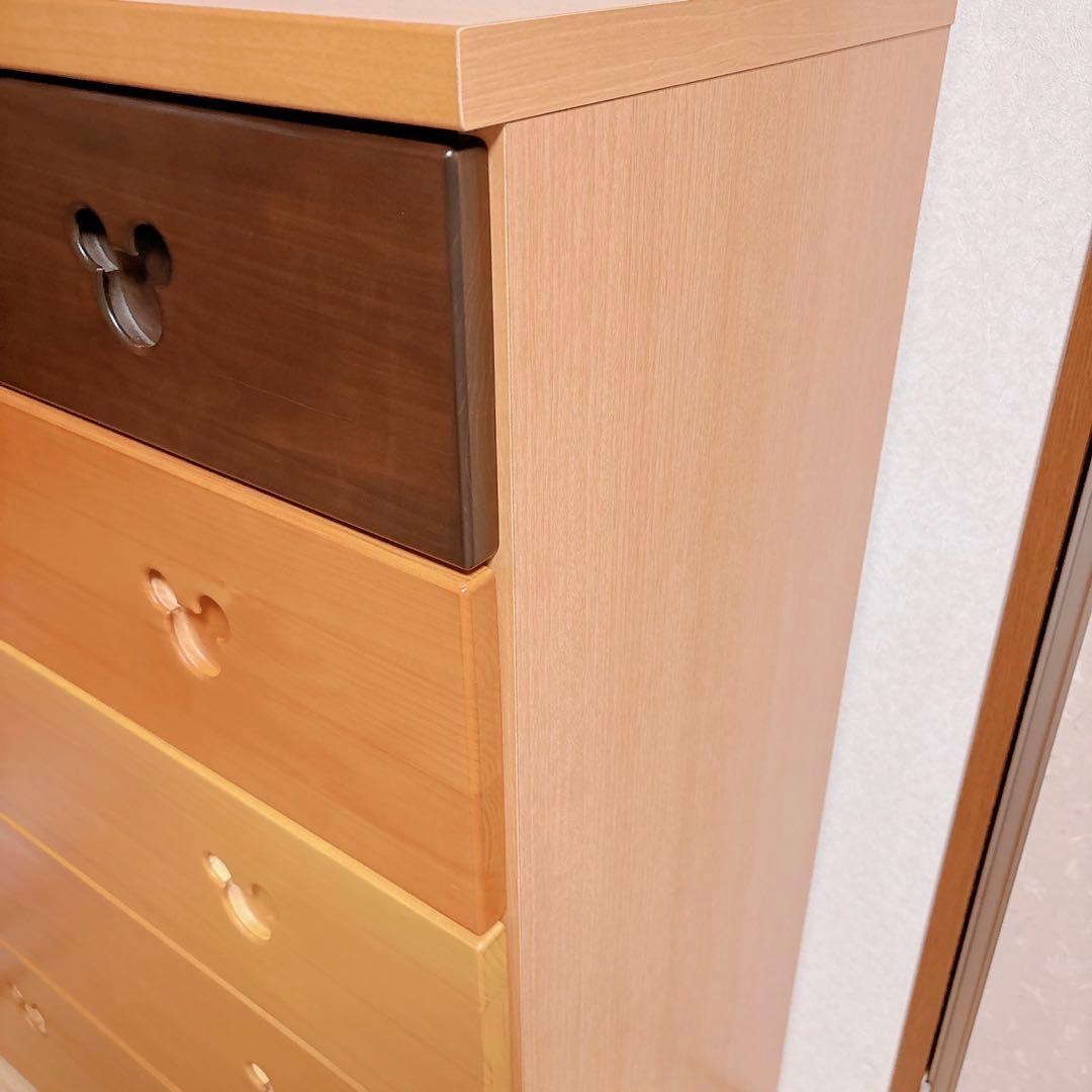 ディズニー　ミッキー　タンス　モダンミッキー　チェスト　木目