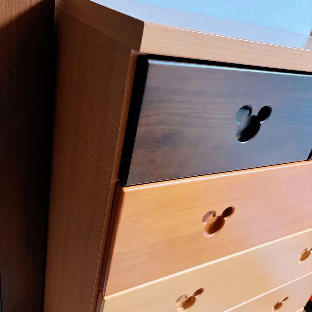 ディズニー　ミッキー　タンス　モダンミッキー　チェスト　木目