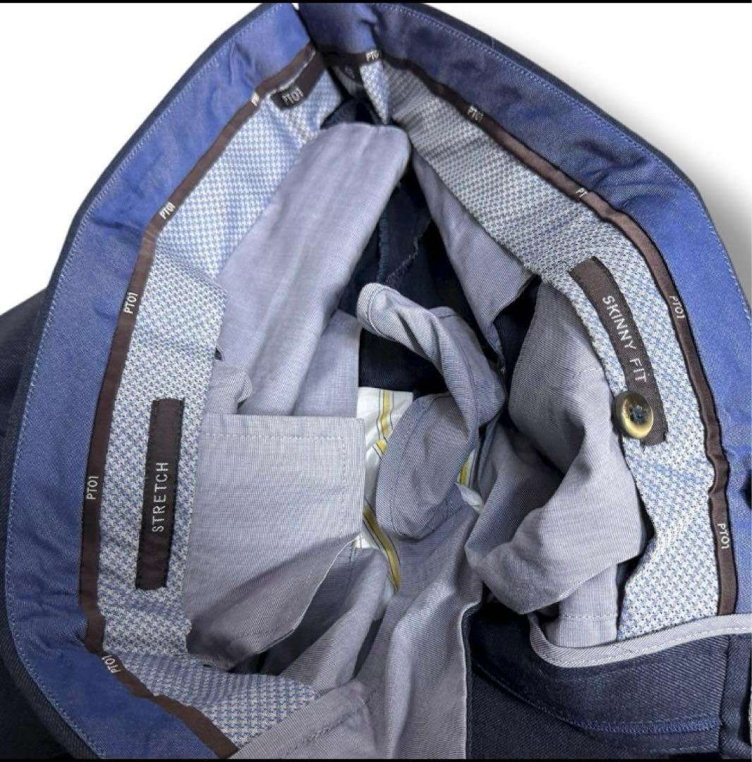 新品 PT01 スキニーフィットフランネルストレッチパンツ 紺 46