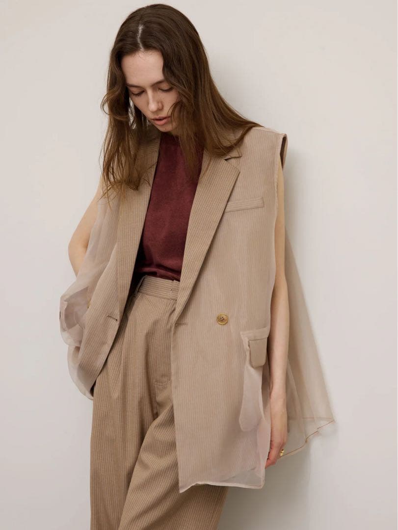 トップス MEDI SHEER DOCKING LADY LIKE VEST