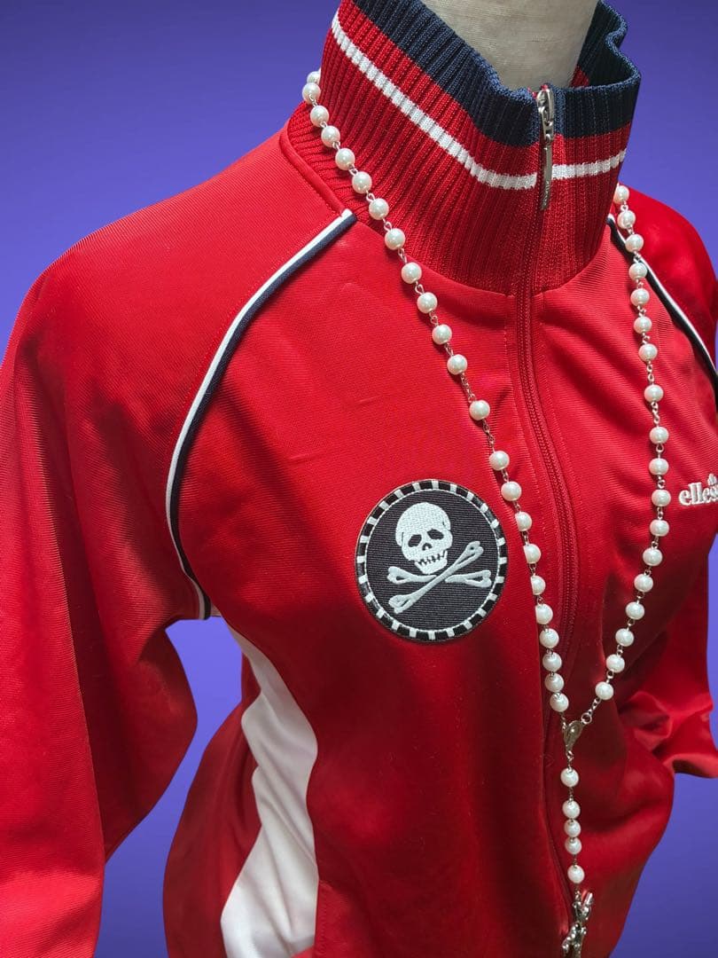 00s archive 髑髏スカル刺繍トラックジャケット　y2kグランジロック