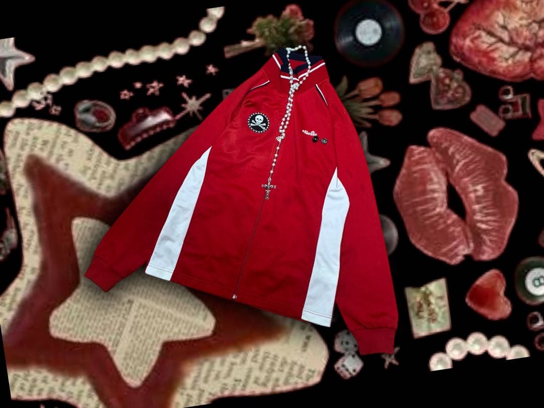 00s archive 髑髏スカル刺繍トラックジャケット　y2kグランジロック