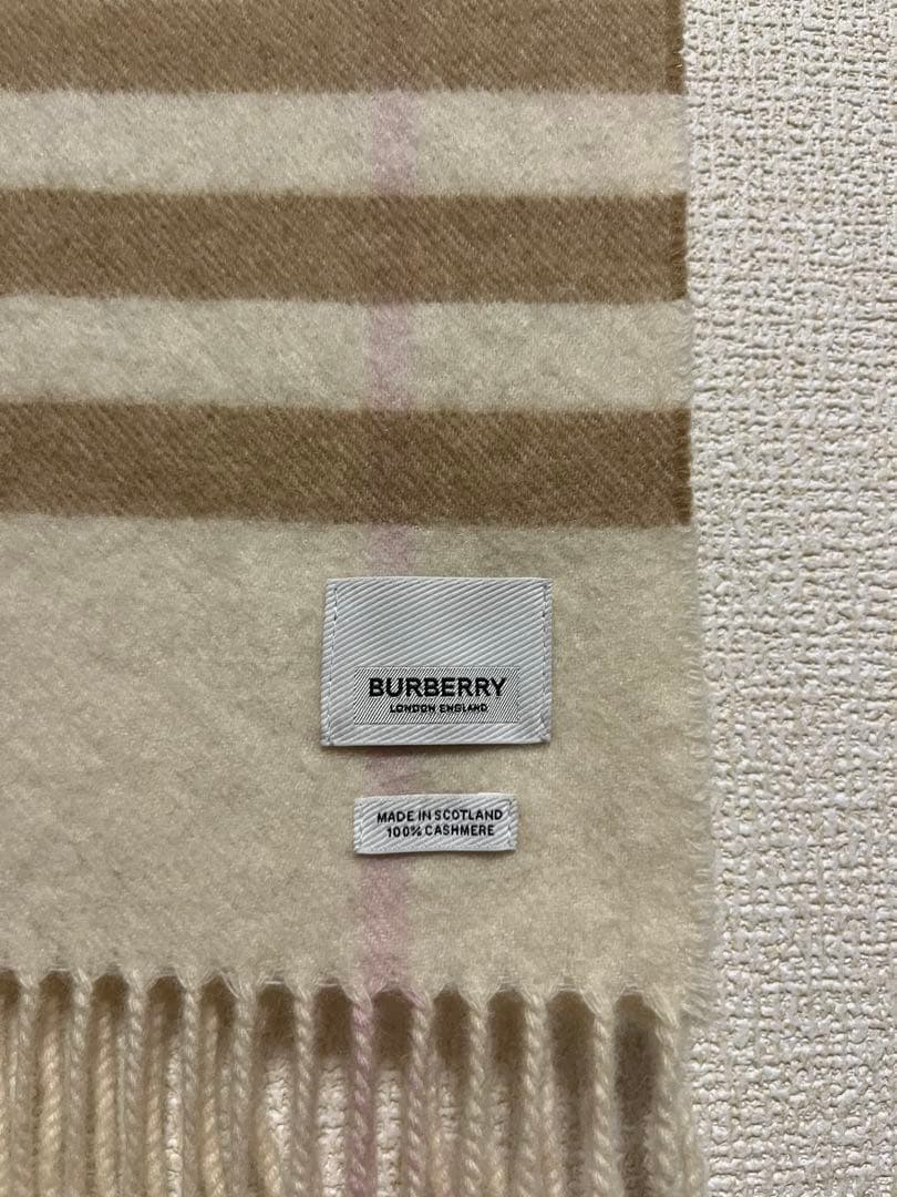 BURBERRY　バーバリー　マフラー　カシミア100％　美品　ホワイト系