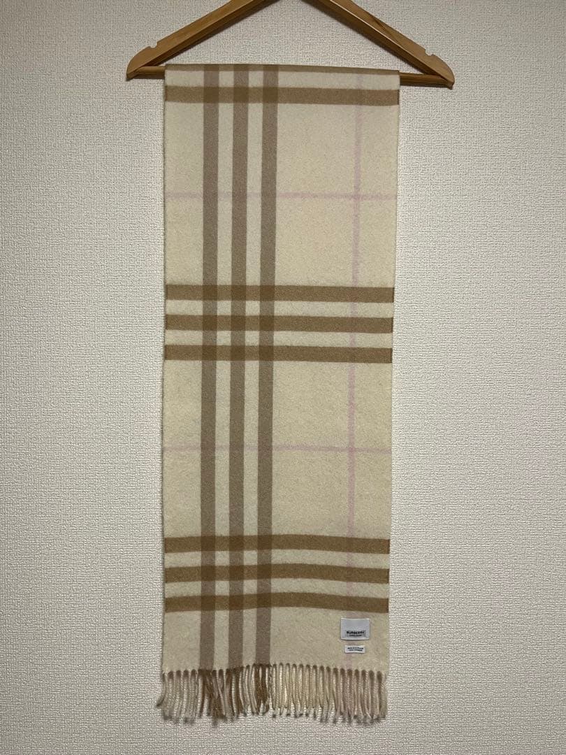 BURBERRY　バーバリー　マフラー　カシミア100％　美品　ホワイト系