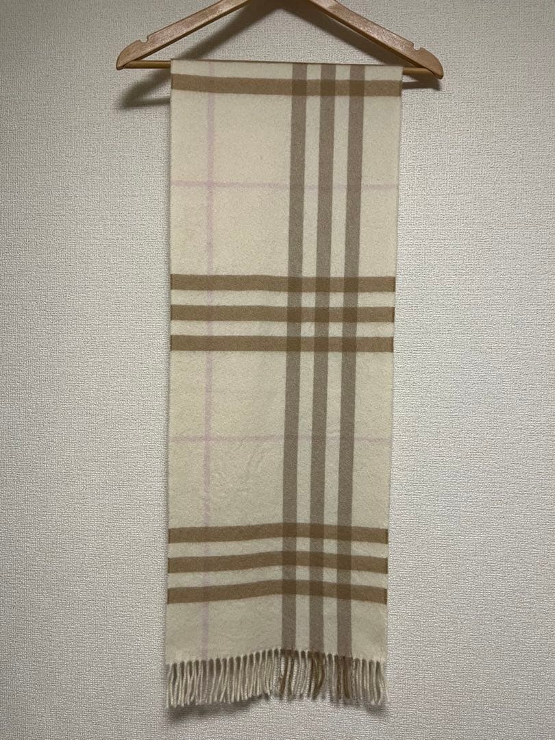 BURBERRY　バーバリー　マフラー　カシミア100％　美品　ホワイト系