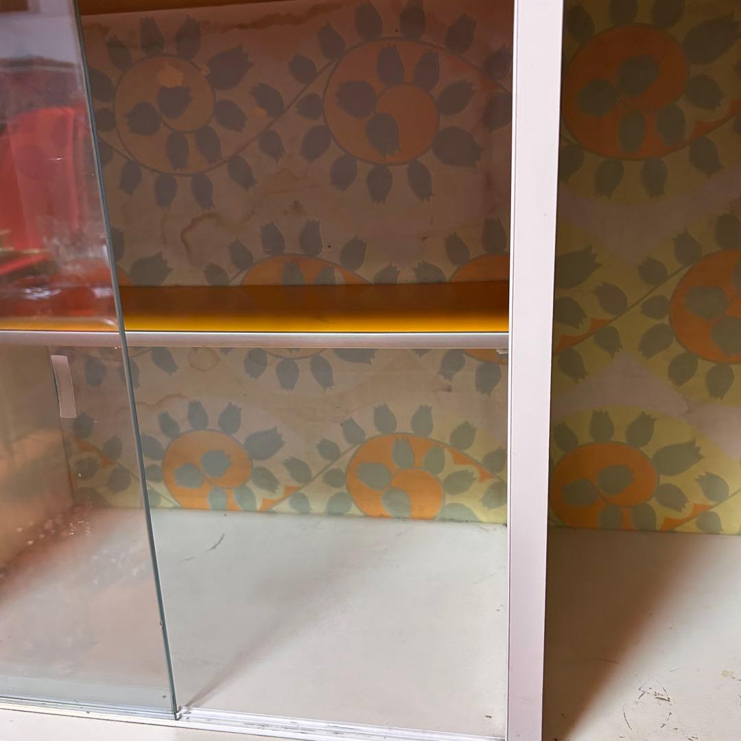 【新生活に】 昭和レトロ 食器棚 オレンジ