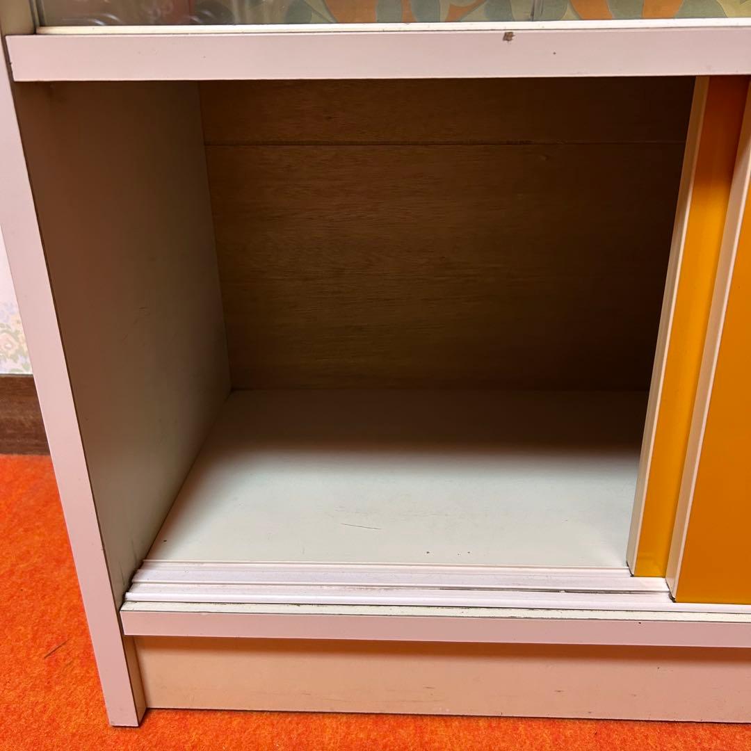 【新生活に】 昭和レトロ 食器棚 オレンジ