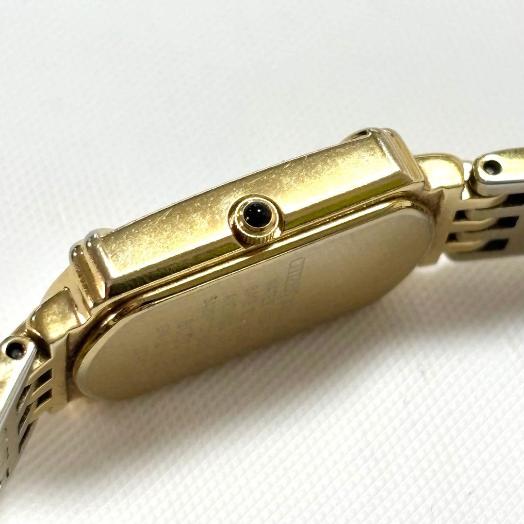 稼働品◆シチズン・エクシード ダイヤベゼル クォーツ 白文字盤 ゴールド