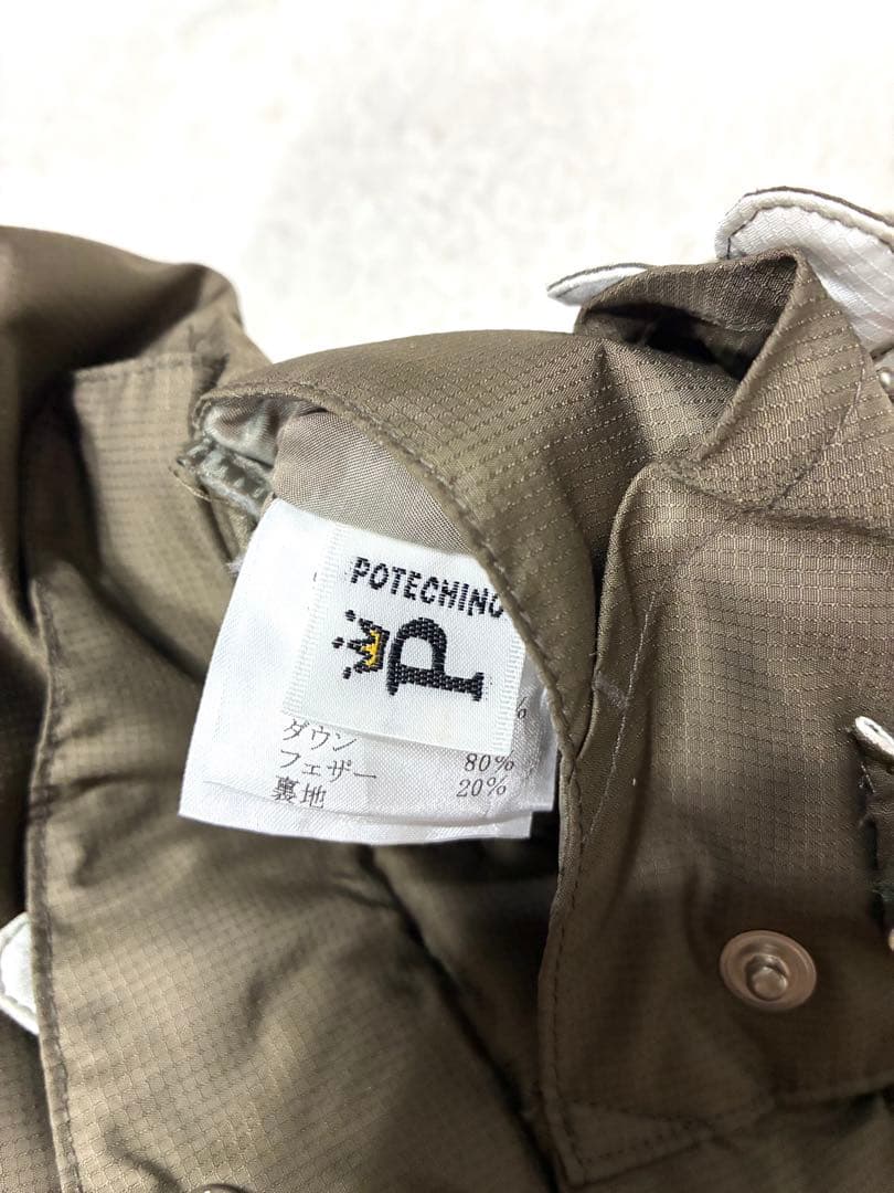 POTECHINO ダウンベスト 花モチーフ付 カーキ ゆったり