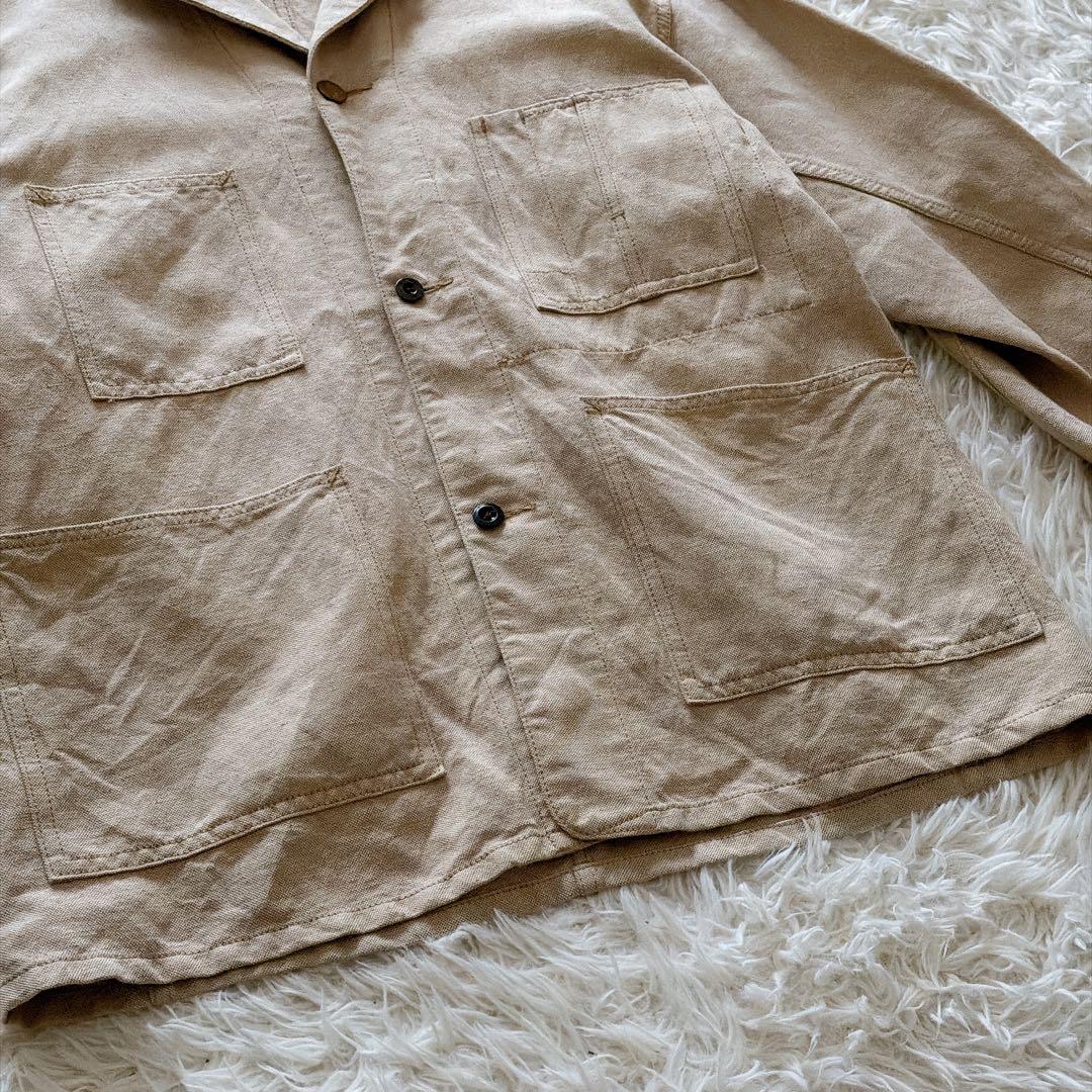 AUBERGE リネン混 カバーオール ワークジャケット 42サイズ ベージュ