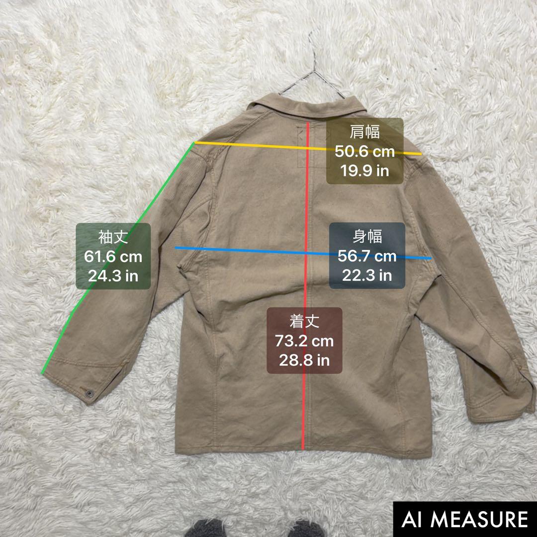 AUBERGE リネン混 カバーオール ワークジャケット 42サイズ ベージュ