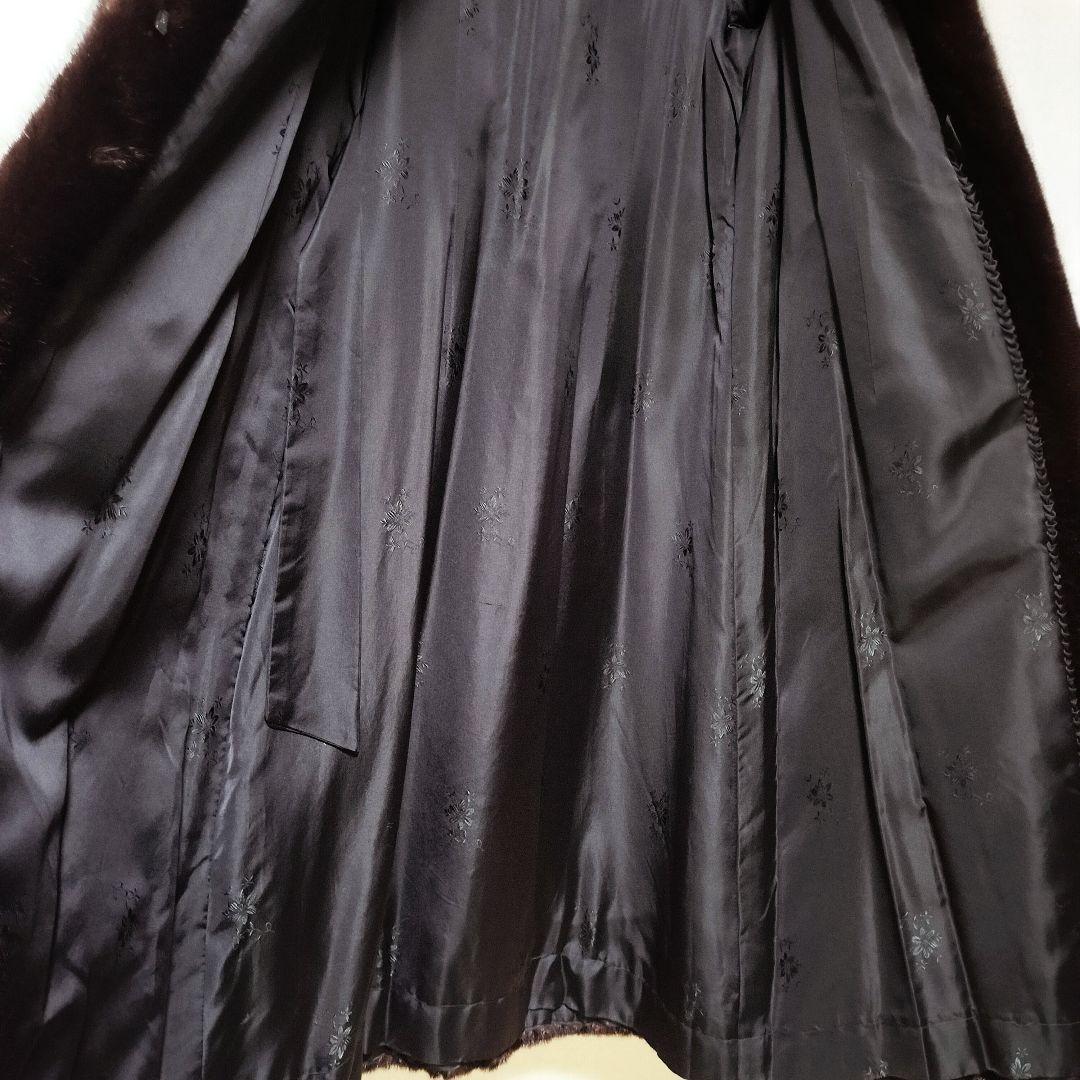 ロングコート　ミンク　毛皮　リアルファー　逆毛　Ｓ