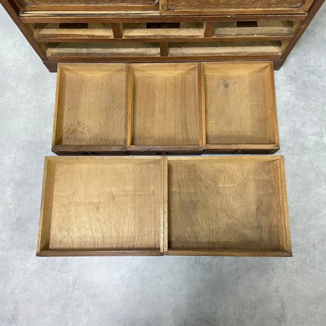 ヴィンテージ 昭和初期 ダイヤガラス 食器棚 水屋 収納 和家具 ビンテージ