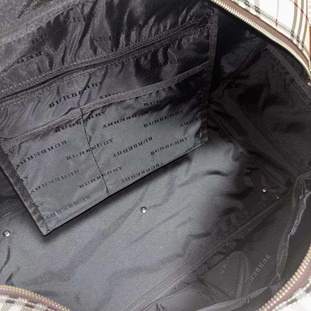 【美品・廃盤】バーバリー 2way ボストンバッグ ノバチェック ロゴプレート