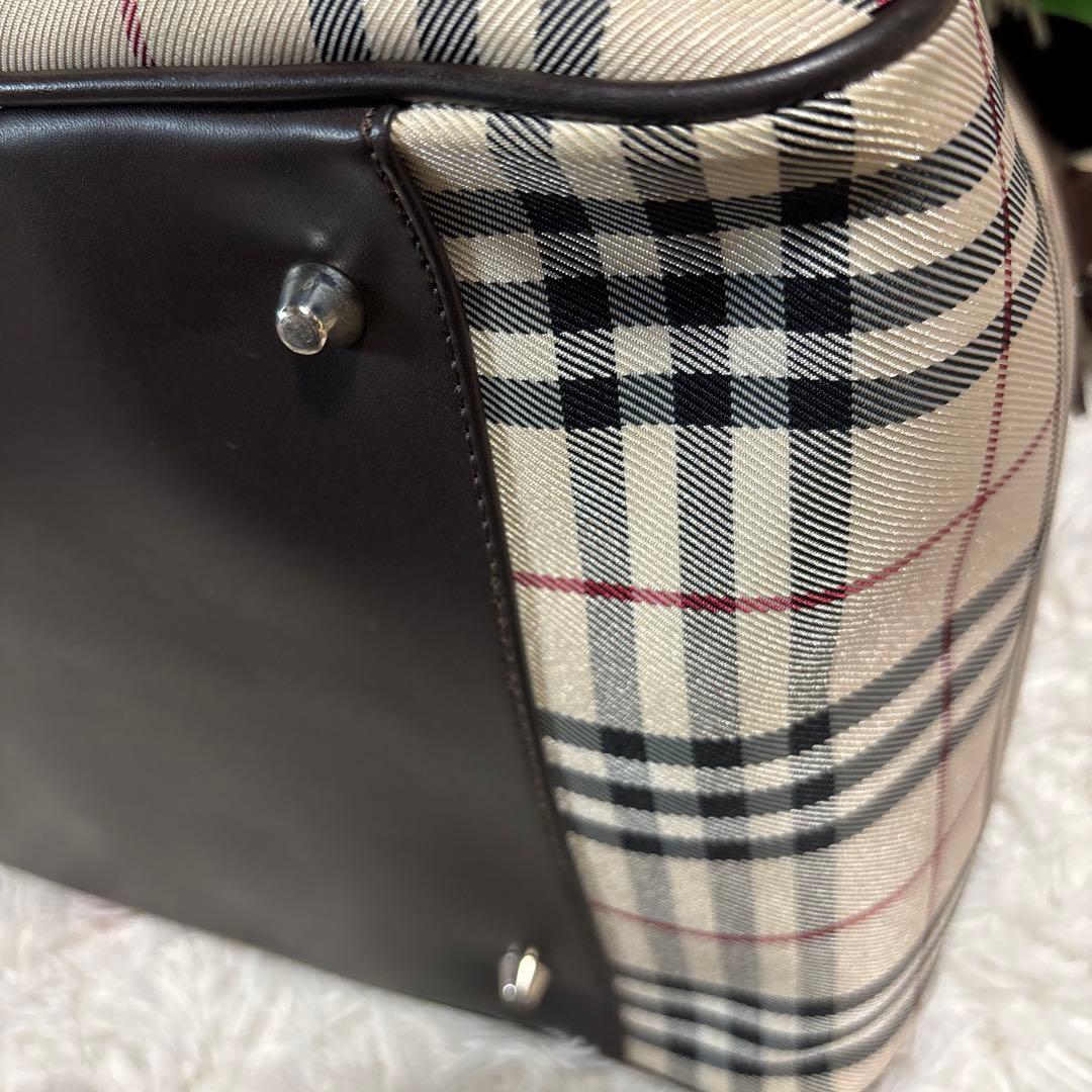 【美品・廃盤】バーバリー 2way ボストンバッグ ノバチェック ロゴプレート