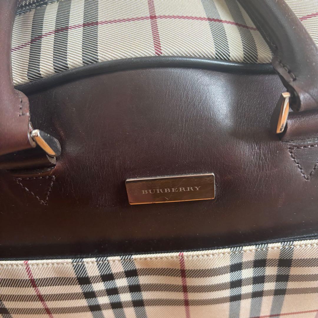 【美品・廃盤】バーバリー 2way ボストンバッグ ノバチェック ロゴプレート