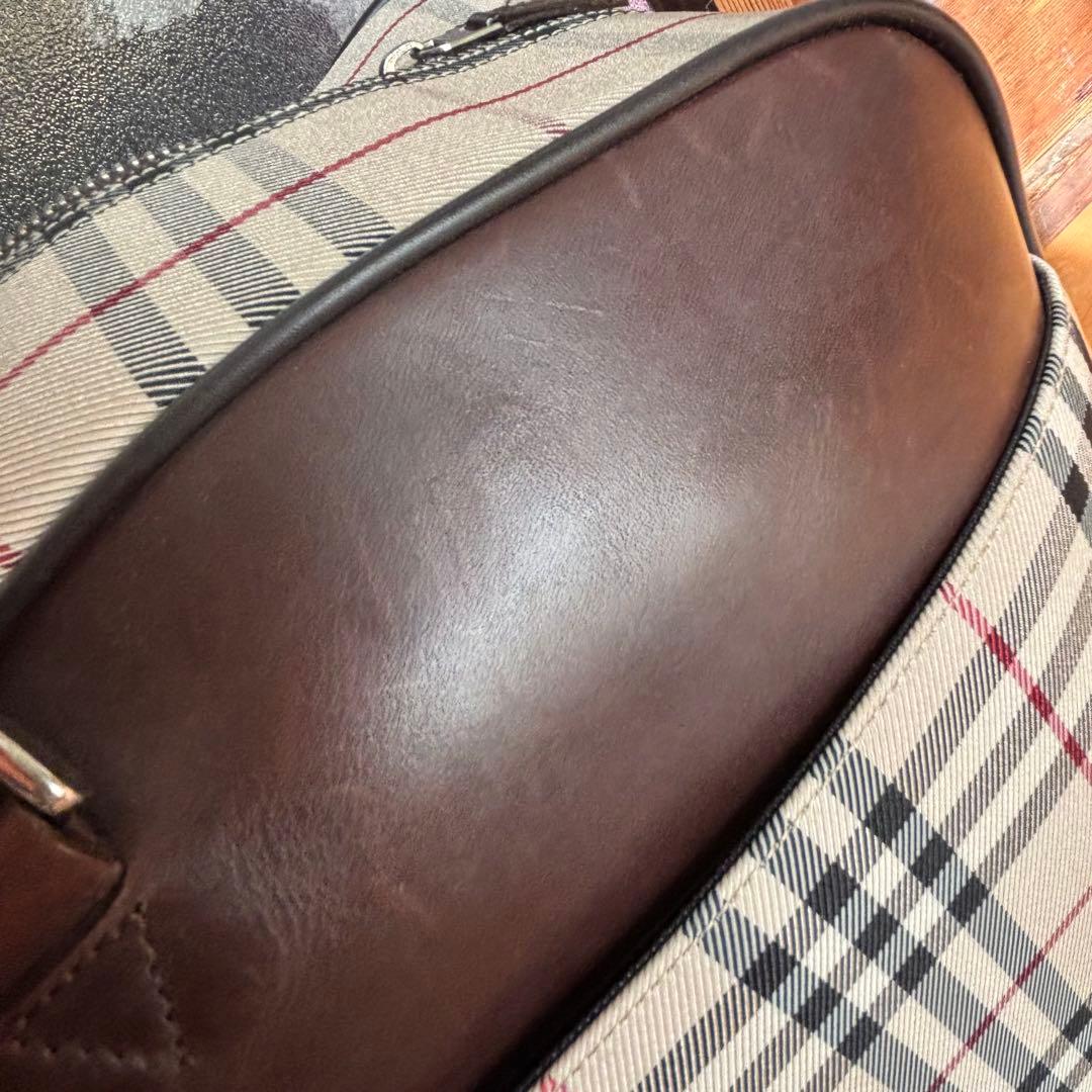 【美品・廃盤】バーバリー 2way ボストンバッグ ノバチェック ロゴプレート