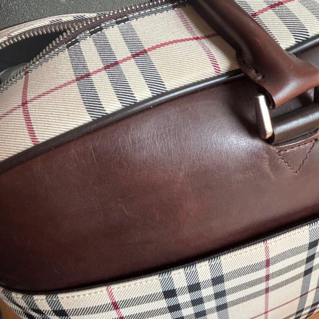 【美品・廃盤】バーバリー 2way ボストンバッグ ノバチェック ロゴプレート