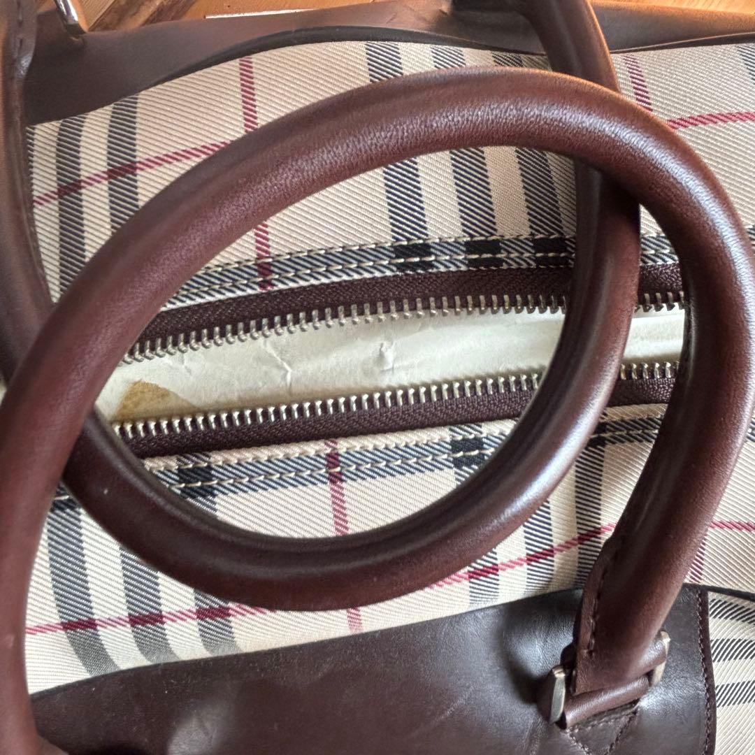 【美品・廃盤】バーバリー 2way ボストンバッグ ノバチェック ロゴプレート