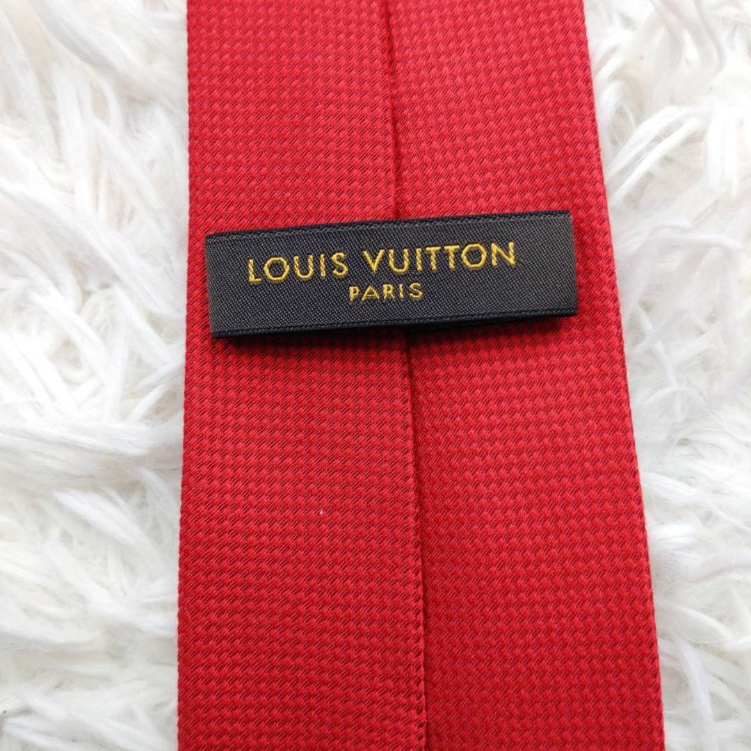 ルイヴィトン 高級ネクタイ 総柄 レッド