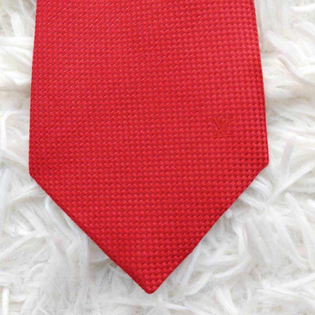 ルイヴィトン 高級ネクタイ 総柄 レッド