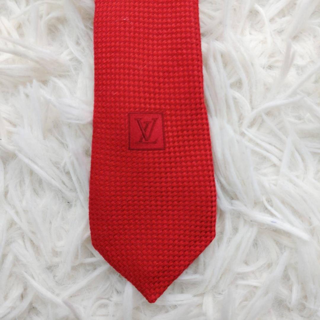 ルイヴィトン 高級ネクタイ 総柄 レッド