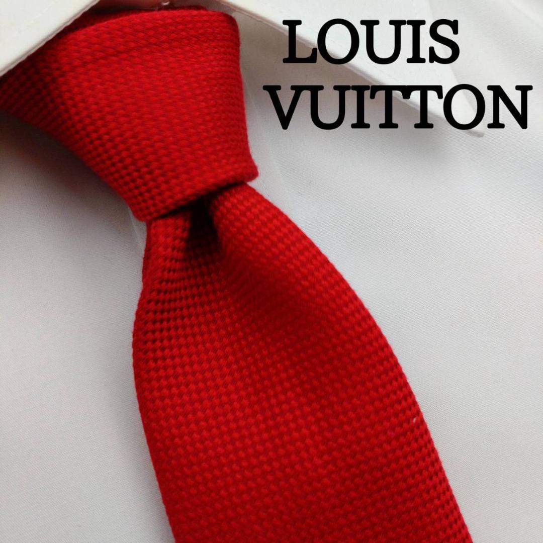 ルイヴィトン 高級ネクタイ 総柄 レッド