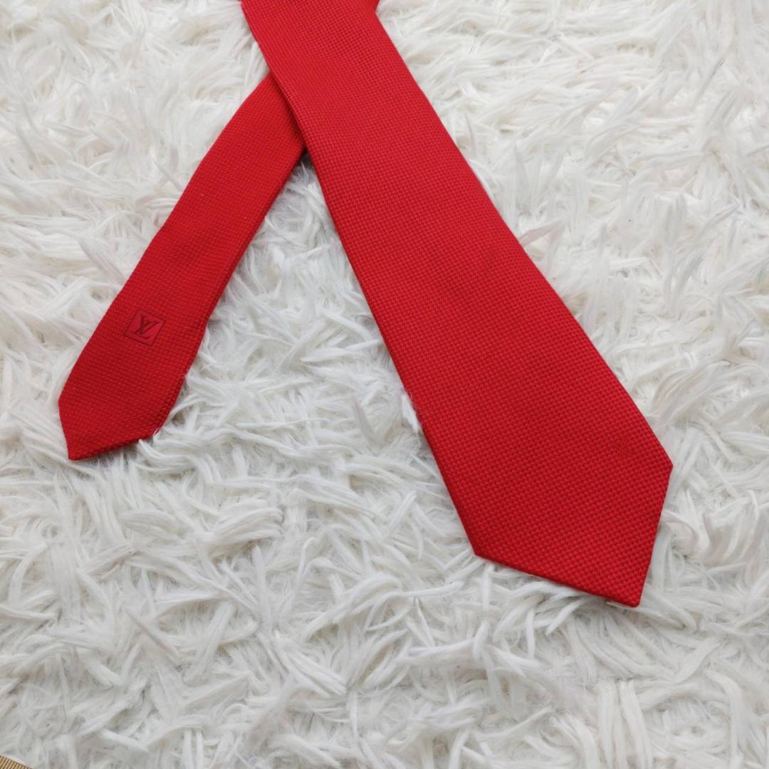 ルイヴィトン 高級ネクタイ 総柄 レッド