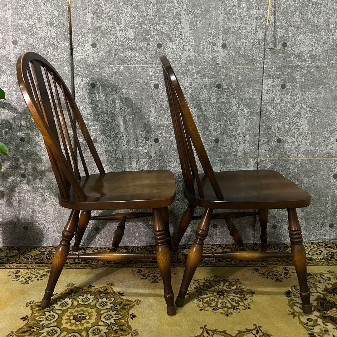 あき꧁飛騨産業 HIDA꧂キツツキマーク ボウバックチェア2脚 ウィンザー