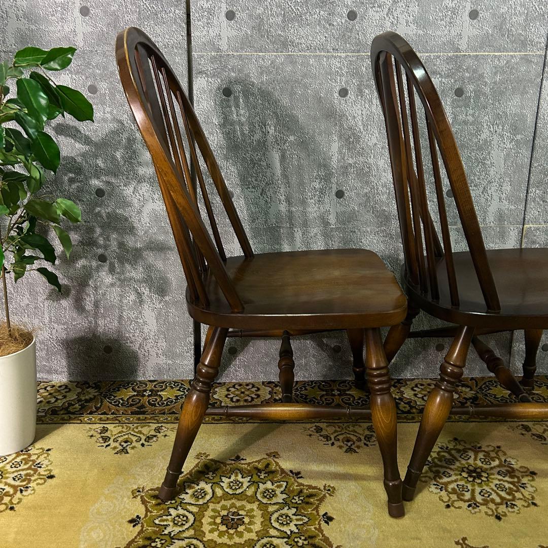 あき꧁飛騨産業 HIDA꧂キツツキマーク ボウバックチェア2脚 ウィンザー