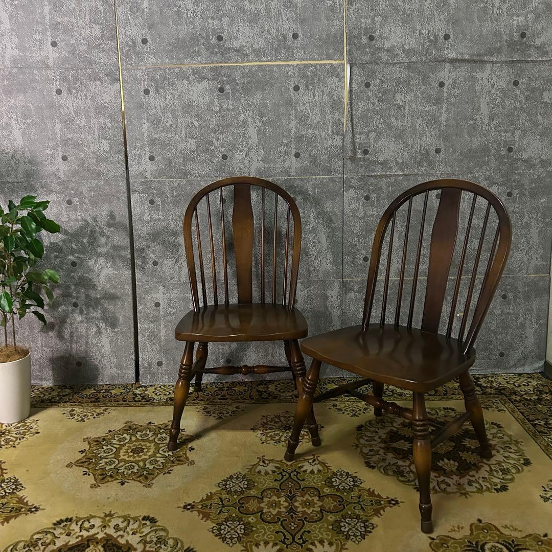 あき꧁飛騨産業 HIDA꧂キツツキマーク ボウバックチェア2脚 ウィンザー