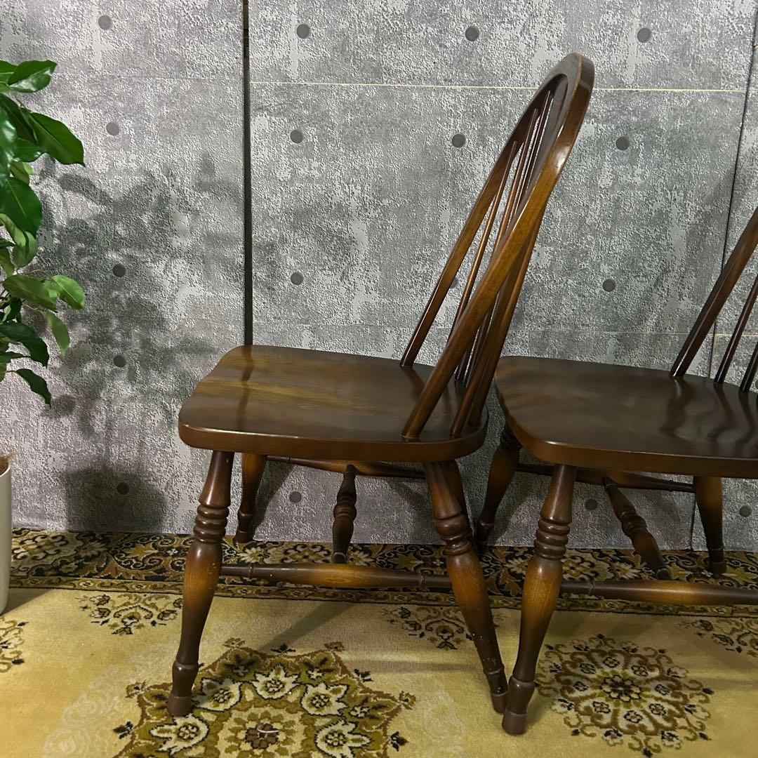 あき꧁飛騨産業 HIDA꧂キツツキマーク ボウバックチェア2脚 ウィンザー